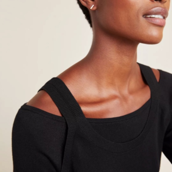 Anthropologie Jamie Open-Shoulder Knit Top Size SP - Picture 4 of 7